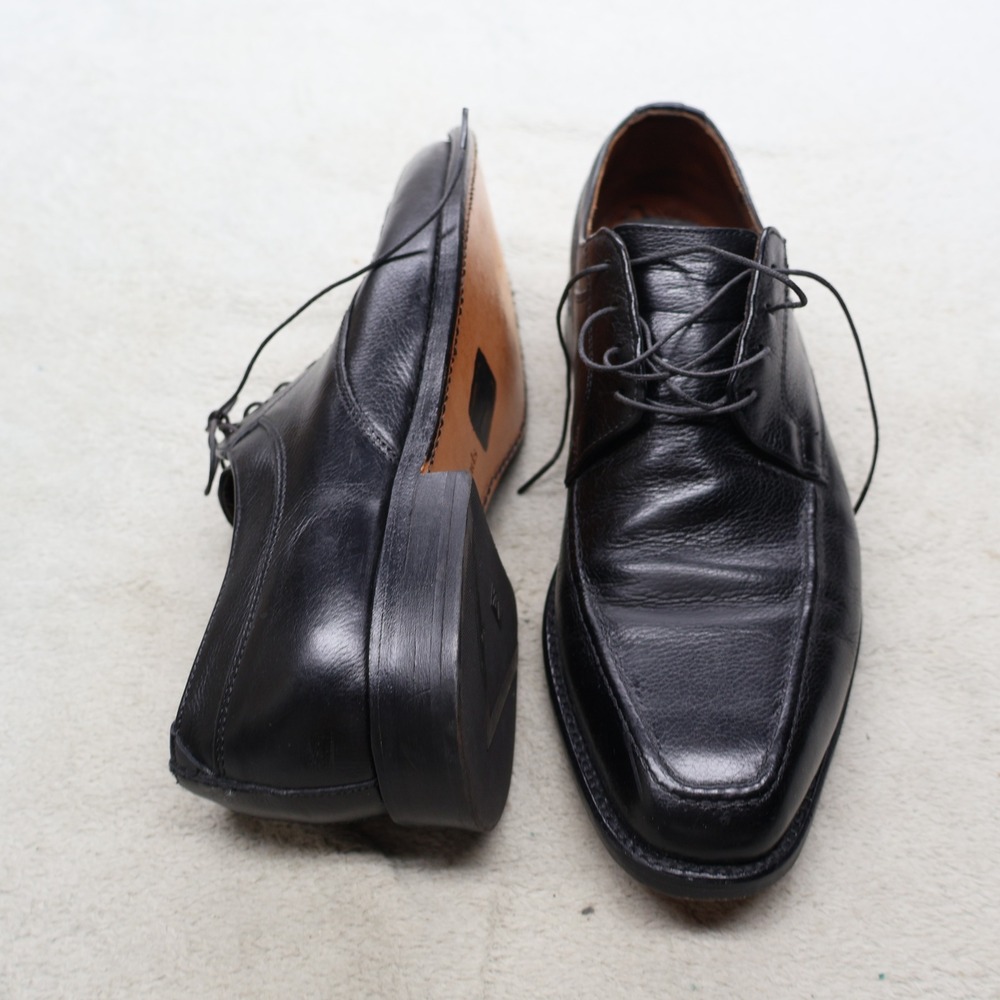 Allen Edmonds Mens 10 Oxfords Shoes Black Lace Up Leather Square Toe Classic